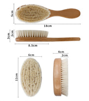 Baby Wooden Hair Brush Set – Soft Wool Bristle Newborn Brush — 5