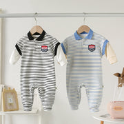 Baby Striped Onesie – Soft Cotton Autumn Outfit for Newborn Boys — 3