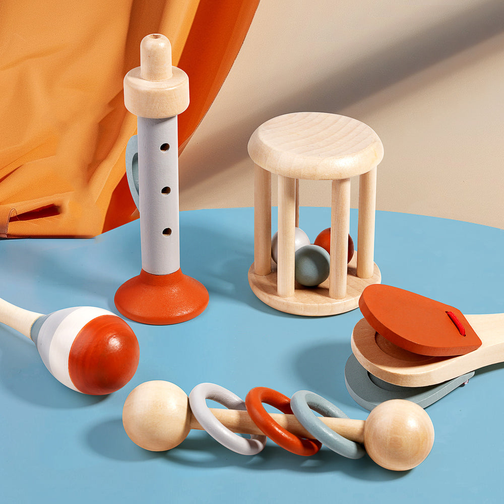 Baby Wooden Rattle – Montessori Early Learning Toy