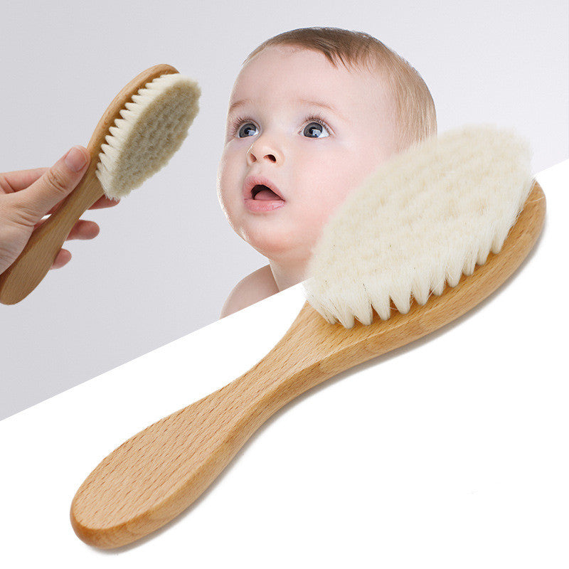 Baby Wooden Hair Brush Set – Soft Wool Bristle Newborn Brush