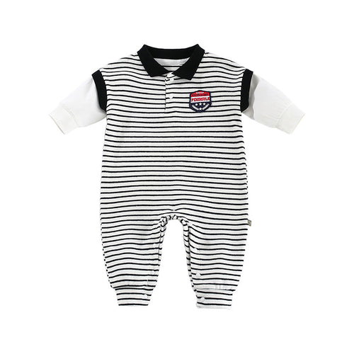 Baby Striped Onesie – Soft Cotton Autumn Outfit for Newborn Boys