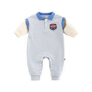 Baby Striped Onesie – Soft Cotton Autumn Outfit for Newborn Boys — 2