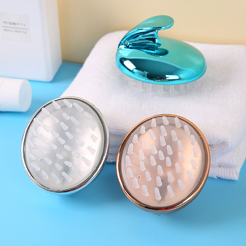 Electroplated Shampoo Massage Brush – Soft Silicone Scalp Massager