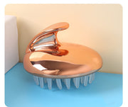 Electroplated Shampoo Massage Brush – Soft Silicone Scalp Massager — 3